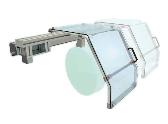 Beschermkap type TS als afscherming van een draaibank